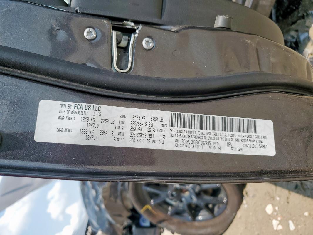 2016 DODGE JOURNEY SXT 3C4PDCBG3GT167495