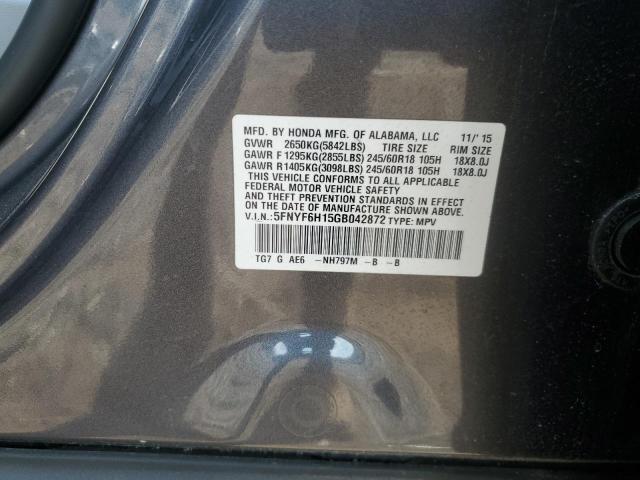 2016 HONDA PILOT LX 5FNYF6H15GB042872