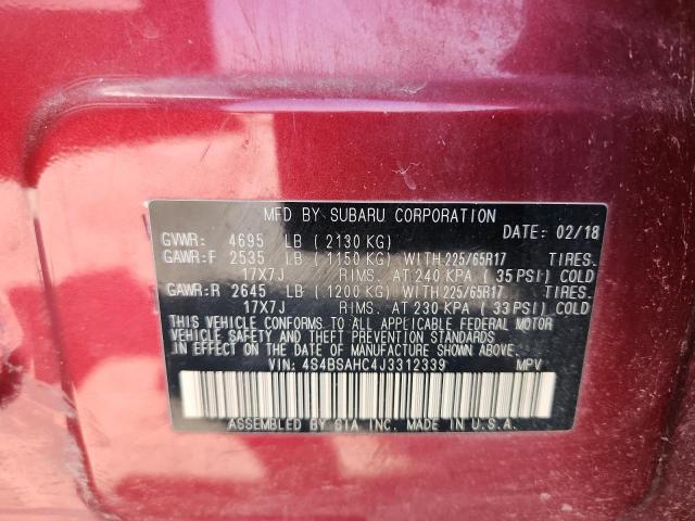 2018 SUBARU OUTBACK 2. 4S4BSAHC4J3312339