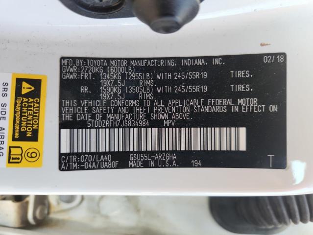 2018 TOYOTA HIGHLANDER 5TDDZRFH7JS834984