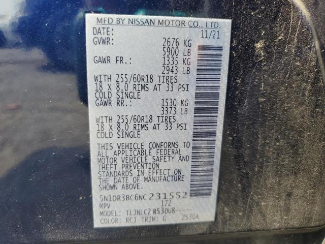2022 NISSAN PATHFINDER 5N1DR3BC6NC231552