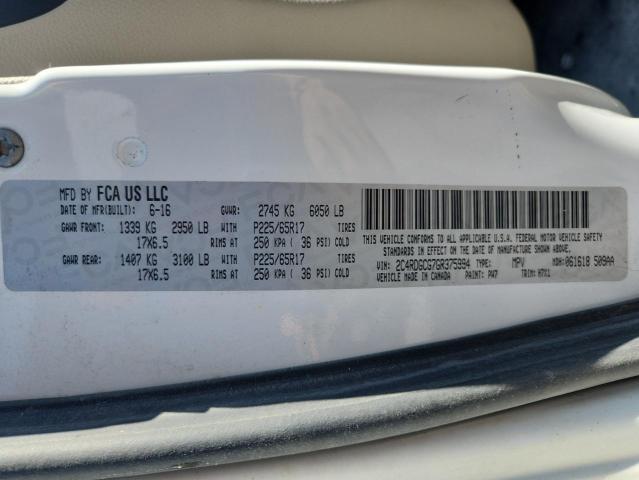 2016 DODGE GRAND CARA 2C4RDGCG7GR375994