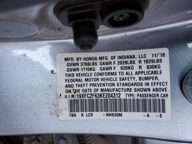 2019 HONDA CIVIC LX 19XFC2F63KE204312