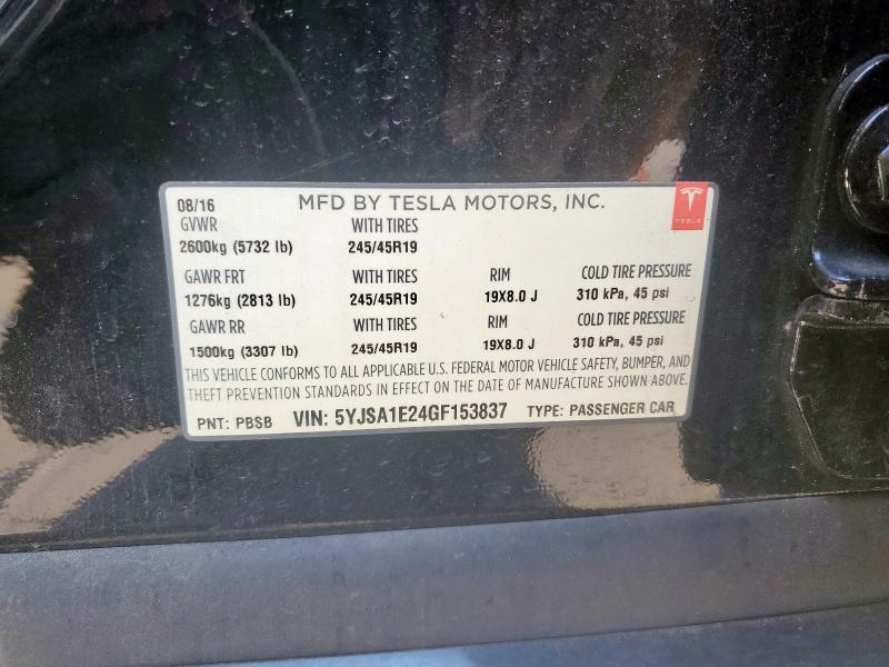 2016 TESLA MODEL S 5YJSA1E24GF153837