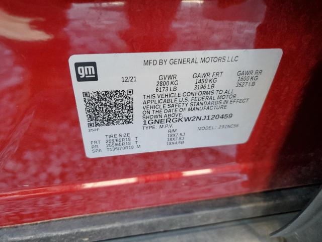 2022 CHEVROLET TRAVERSE LT - 1GNERGKW2NJ120459