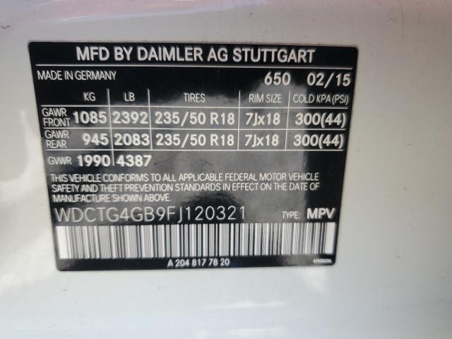 2015 MERCEDES-BENZ GLA 250 4M WDCTG4GB9FJ120321