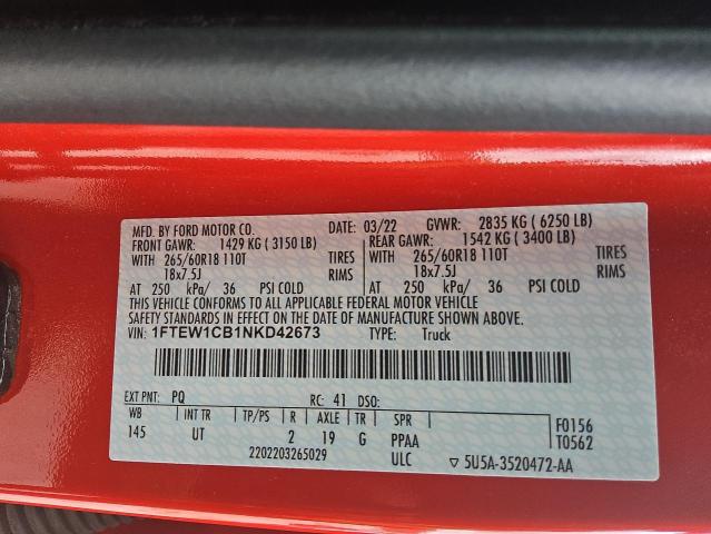 2022 FORD F150 SUPERCREW 1FTEW1CB1NKD42673
