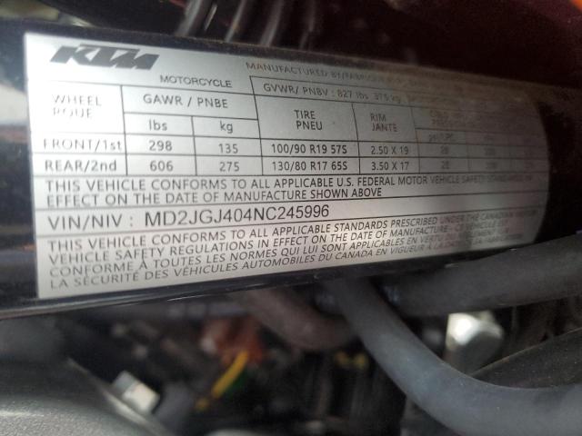 2022 KTM 390 ADVENT MD2JGJ404NC245996