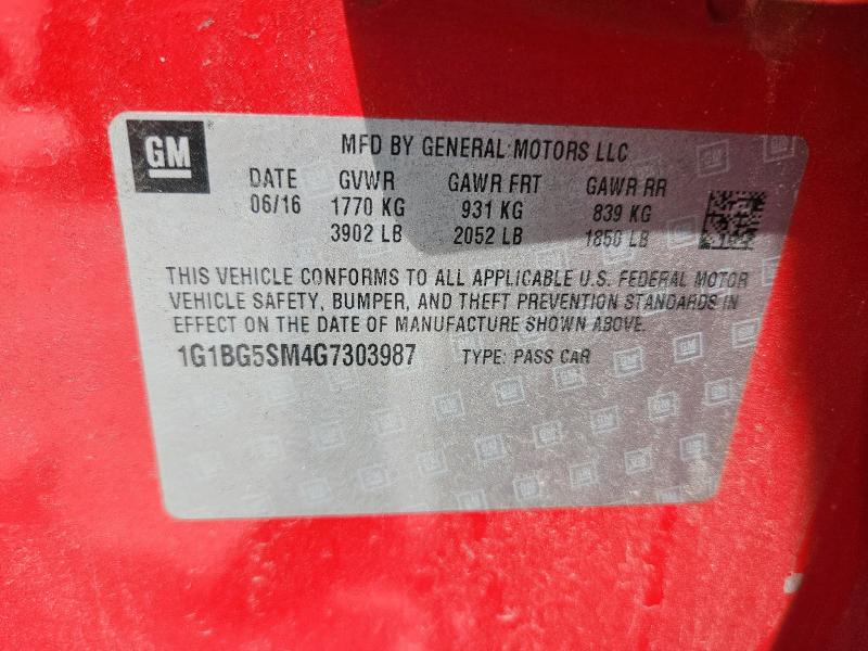 2016 CHEVROLET CRUZE PREM 1G1BG5SM4G7303987