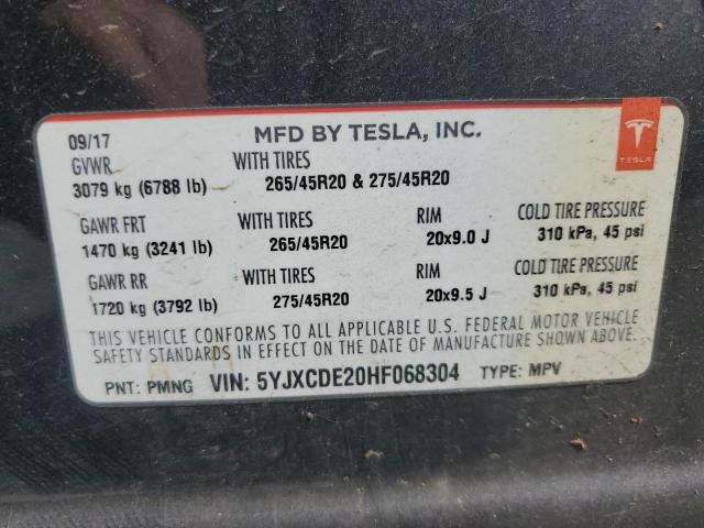 2017 TESLA MODEL X 5YJXCDE20HF068304