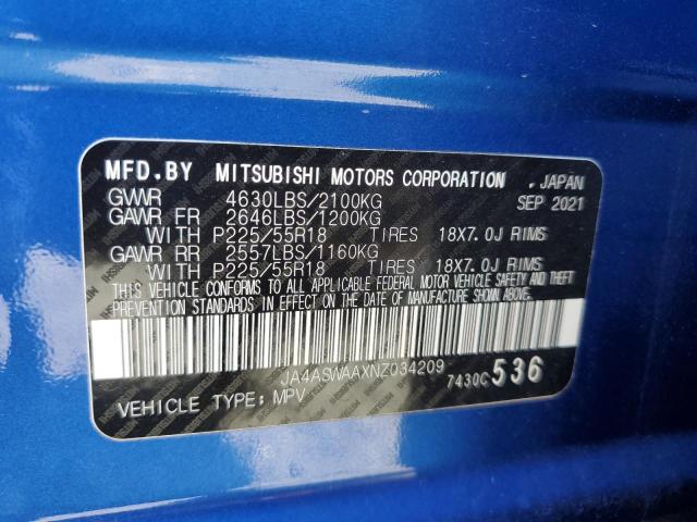 2022 MITSUBISHI ECLIPSE CR JA4ASWAAXNZ034209