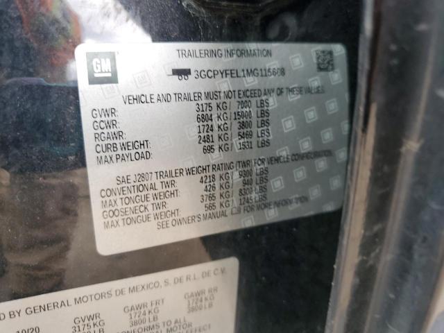 2021 CHEVROLET SILVERADO - 3GCPYFEL1MG115608