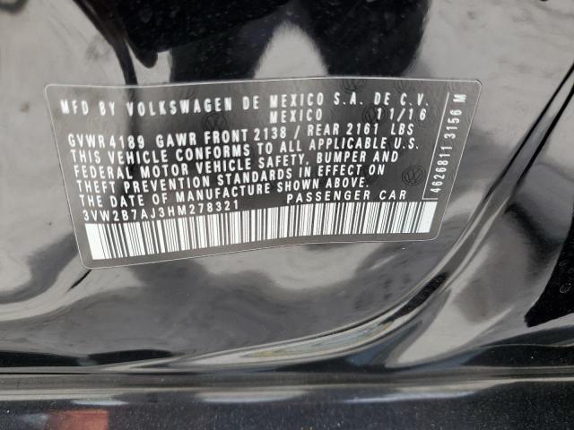 2017 VOLKSWAGEN JETTA S 3VW2B7AJ3HM278321