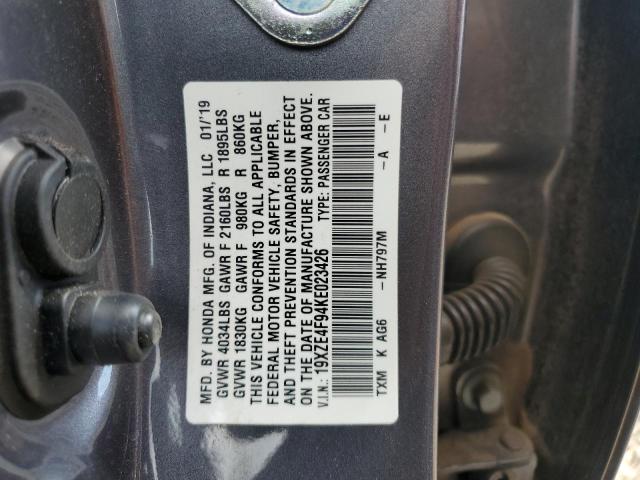 2019 HONDA INSIGHT TO 19XZE4F94KE023426