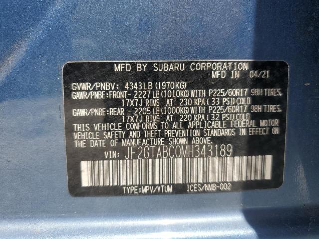 2021 SUBARU CROSSTREK JF2GTABC0MH343189