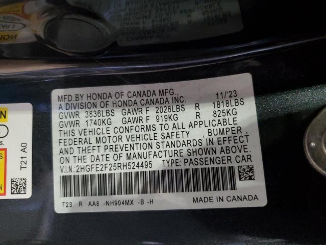 2024 HONDA CIVIC LX 2HGFE2F25RH524495