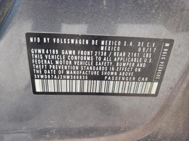 2017 VOLKSWAGEN JETTA SE 3VWDB7AJ2HM388835
