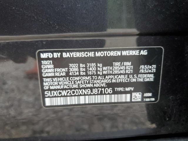 2022 BMW X7 XDRIVE4 5UXCW2C0XN9J87106