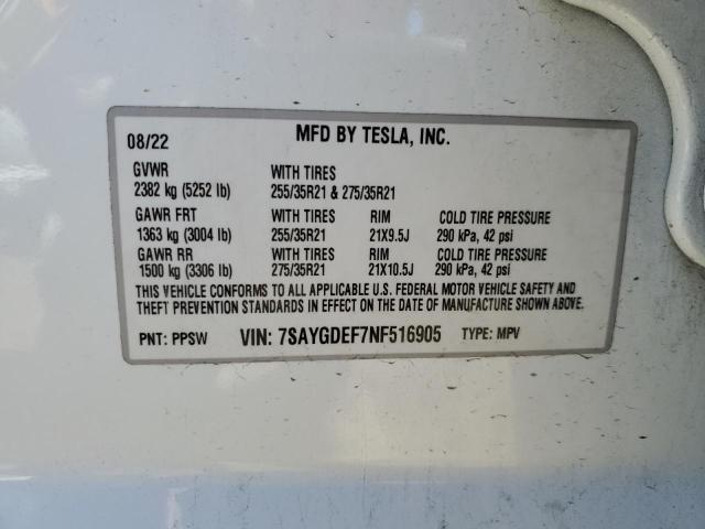 2022 TESLA MODEL Y 7SAYGDEF7NF516905