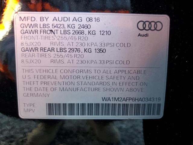 2017 AUDI Q5 PREMIUM WA1M2AFP6HA034319