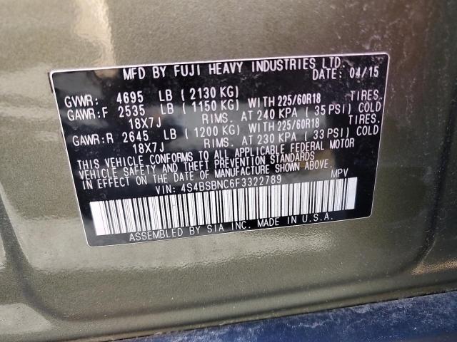 2015 SUBARU OUTBACK 2. 4S4BSBNC6F3322789