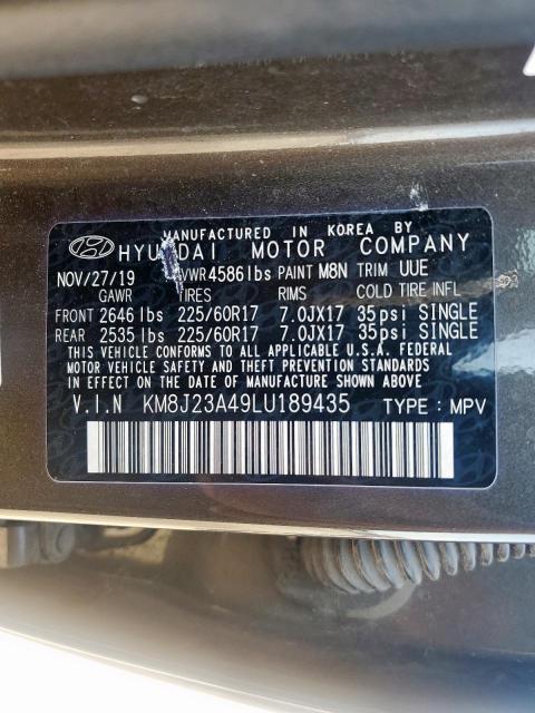 2020 HYUNDAI TUCSON SE KM8J23A49LU189435
