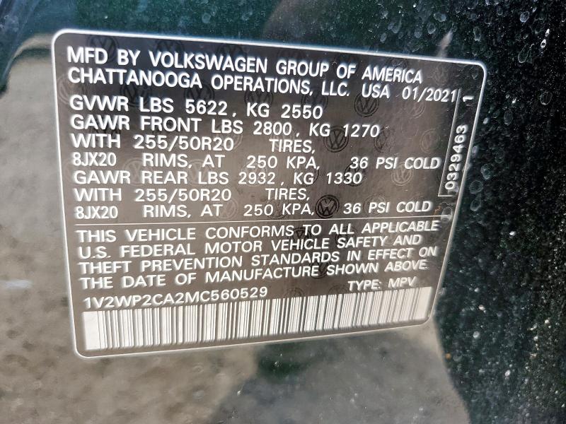 2021 VOLKSWAGEN ATLAS SE 1V2WP2CA2MC560529