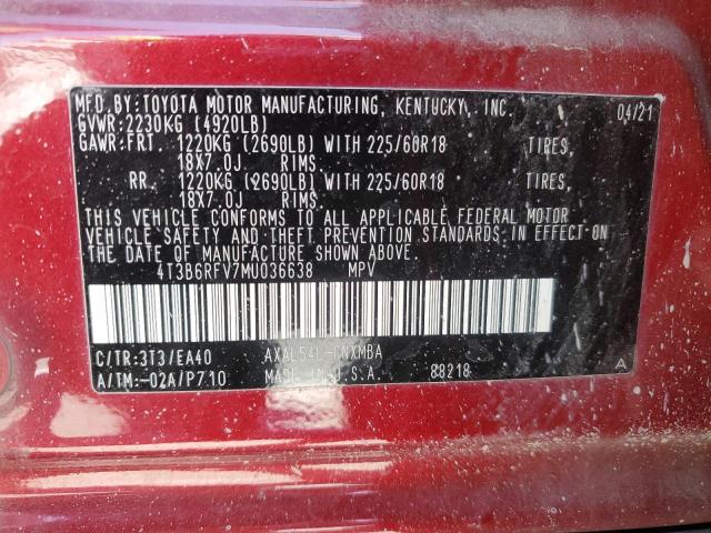 2021 TOYOTA RAV4 XLE P 4T3B6RFV7MU036638