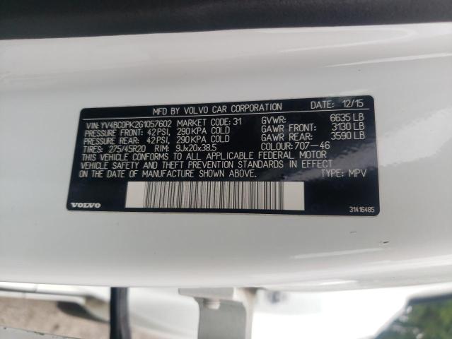 2016 VOLVO XC90 T8 YV4BC0PK2G1057602