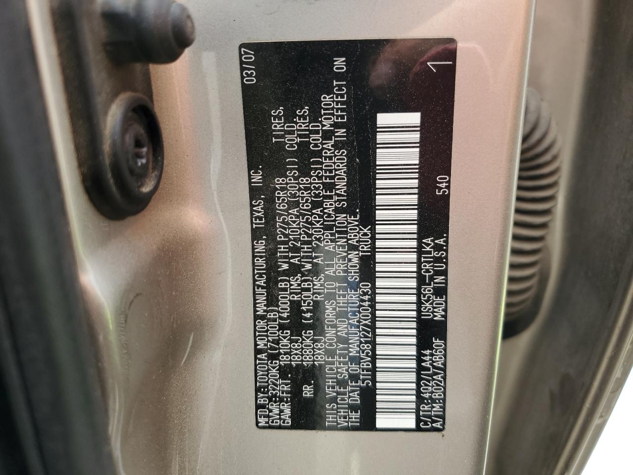 Lot #3301782406 2007 TOYOTA TUNDRA DOU