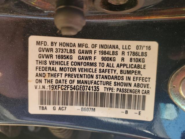 2016 HONDA CIVIC LX 19XFC2F54GE074135