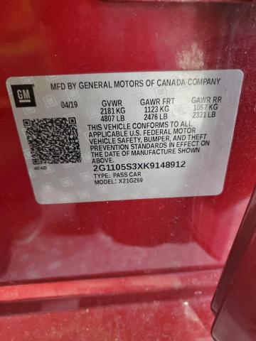 2019 CHEVROLET IMPALA PRE 2G1105S3XK9148912