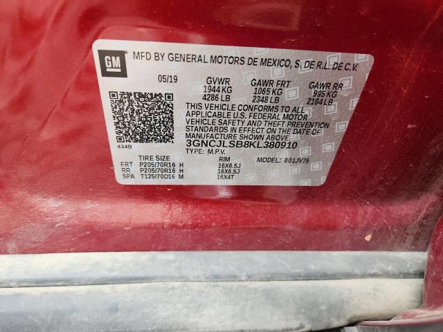 2019 CHEVROLET TRAX 1LT - 3GNCJLSB8KL380910