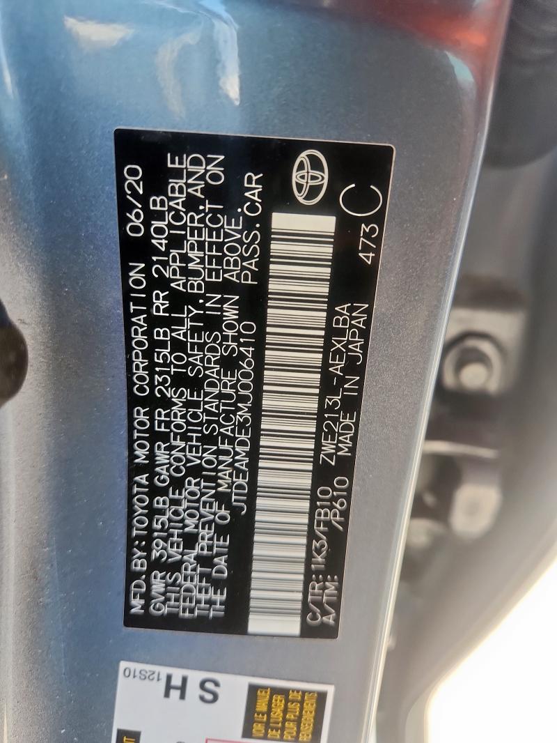 2021 TOYOTA COROLLA LE - JTDEAMDE3MJ006410