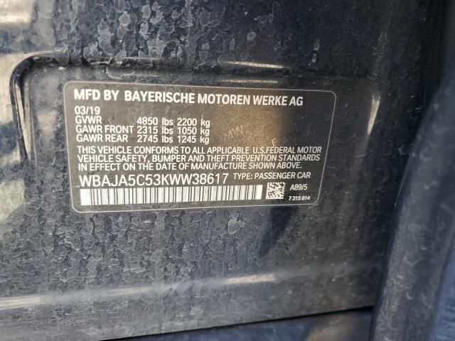 2019 BMW 530 I WBAJA5C53KWW38617