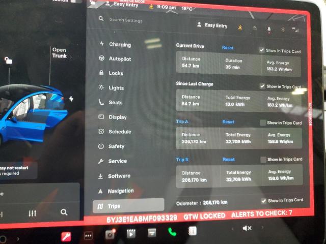 2021 TESLA MODEL 3 5YJ3E1EA8MF093329