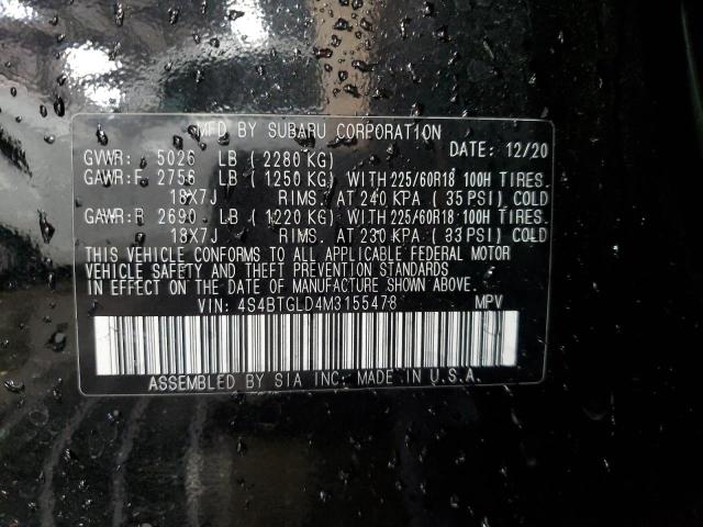 2021 SUBARU OUTBACK ON 4S4BTGLD4M3155478