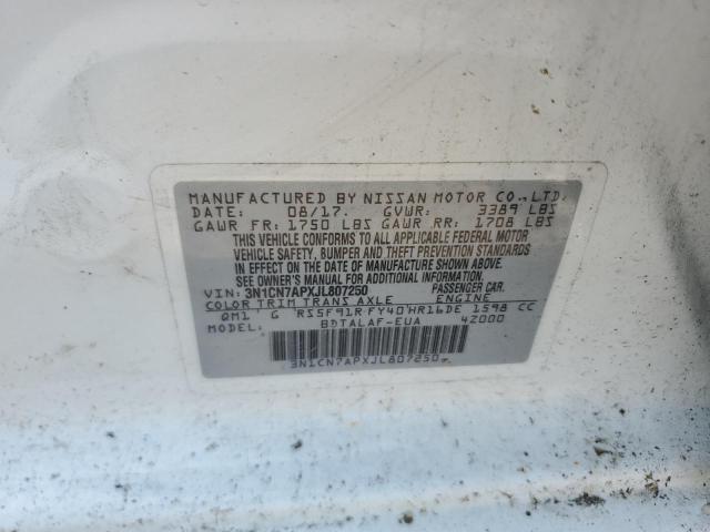 2018 NISSAN VERSA S 3N1CN7APXJL807250