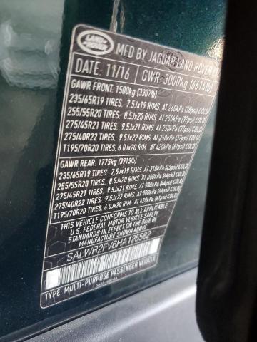 2017 LAND ROVER RANGE ROVE SALWR2FV6HA125582
