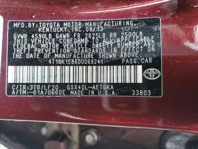 2013 TOYOTA AVALON BAS - 4T1BK1EB6DU069241