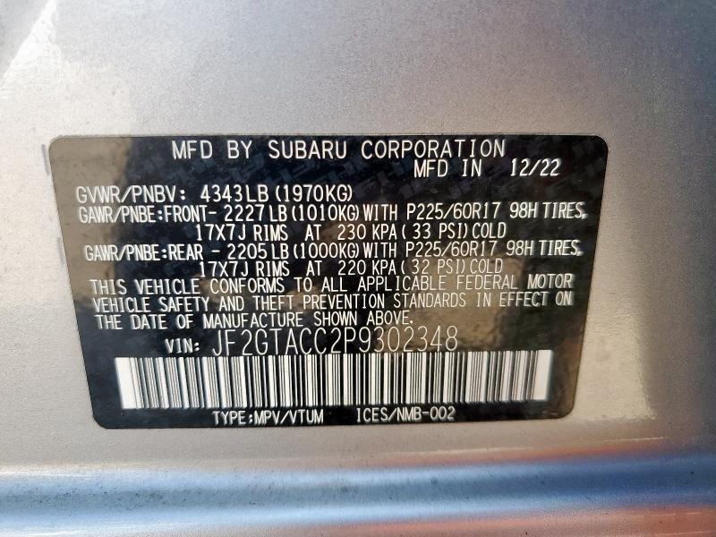 2023 SUBARU CROSSTREK JF2GTACC2P9302348