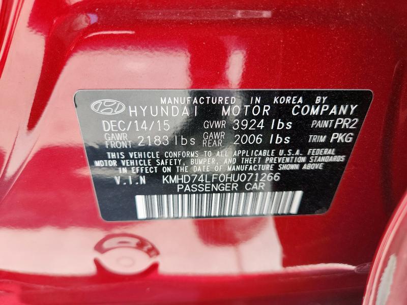 2017 HYUNDAI ELANTRA SE KMHD74LF0HU071266