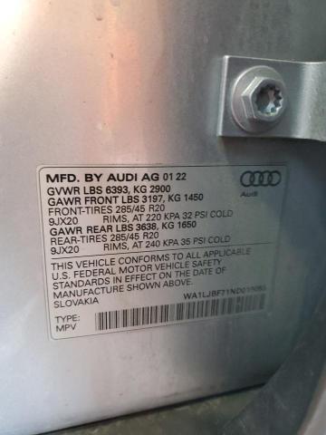 2022 AUDI Q7 PREMIUM PLUS WA1LJBF71ND010055