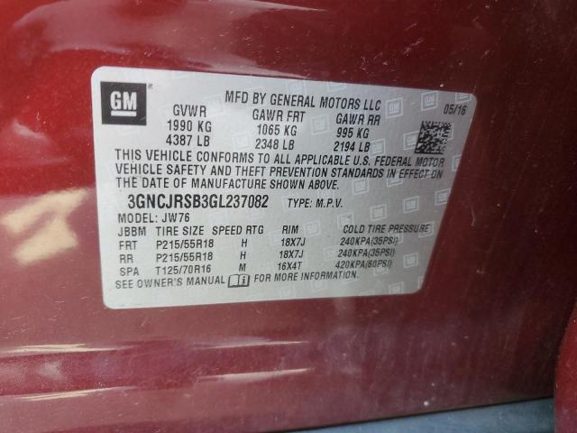 2016 CHEVROLET TRAX LTZ 3GNCJRSB3GL237082