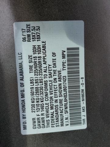 2018 HONDA ODYSSEY TO 5FNRL6H83JB017423