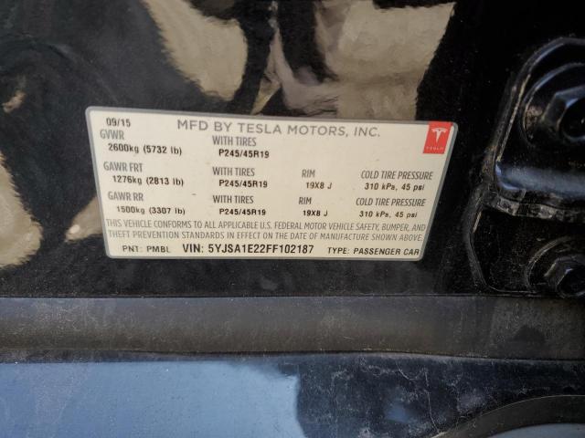 2015 TESLA MODEL S 5YJSA1E22FF102187