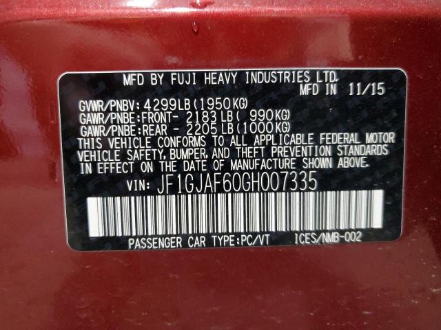 2016 SUBARU IMPREZA PREMIUM PLUS JF1GJAF60GH007335