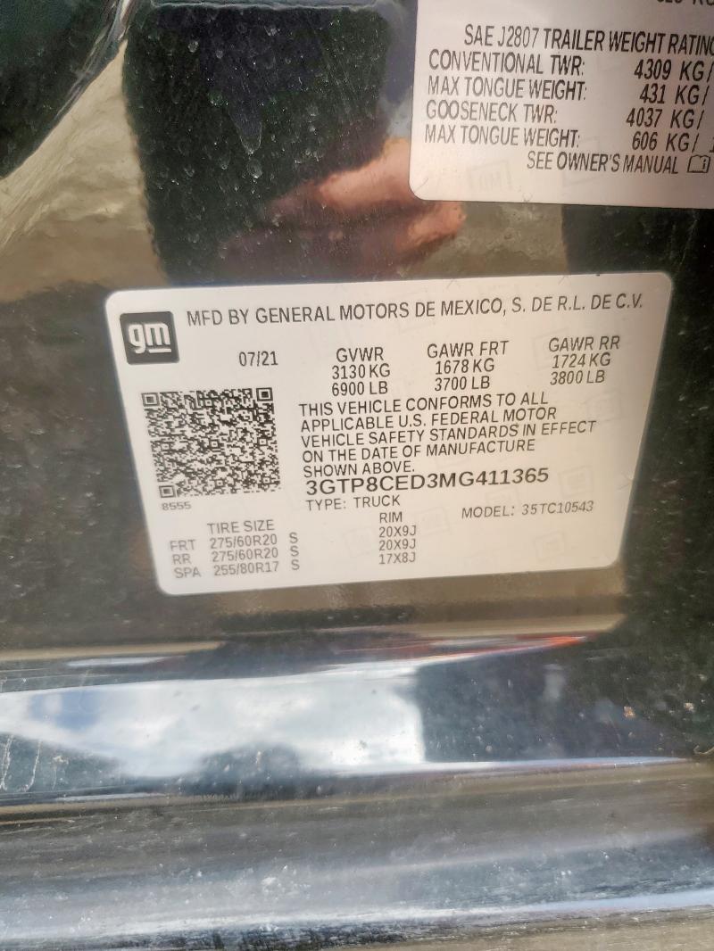 2021 GMC SIERRA C15 3GTP8CED3MG411365