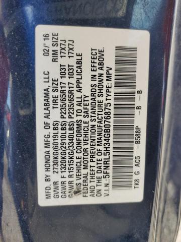 2016 HONDA ODYSSEY SE 5FNRL5H34GB076875