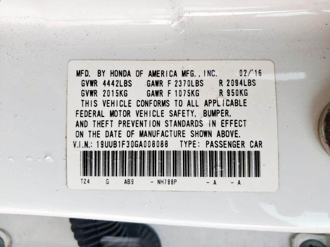 2016 ACURA TLX 19UUB1F30GA008088